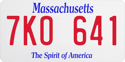MA license plate 7KO641