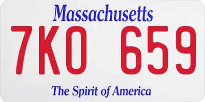 MA license plate 7KO659