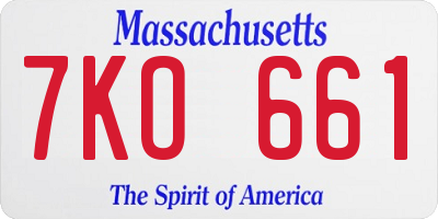 MA license plate 7KO661