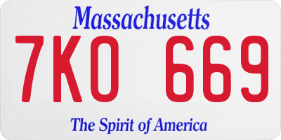 MA license plate 7KO669