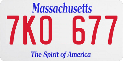 MA license plate 7KO677