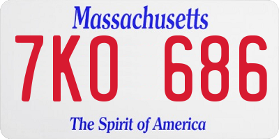 MA license plate 7KO686