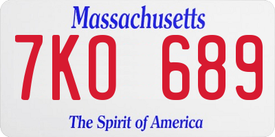 MA license plate 7KO689