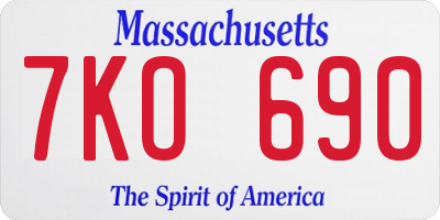 MA license plate 7KO690