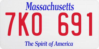 MA license plate 7KO691