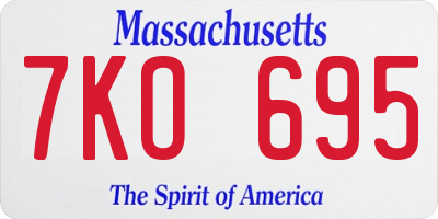 MA license plate 7KO695