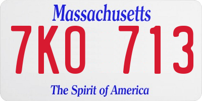 MA license plate 7KO713