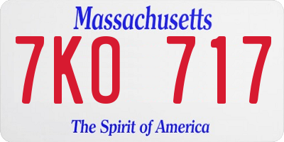 MA license plate 7KO717
