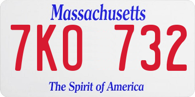 MA license plate 7KO732