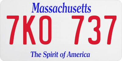 MA license plate 7KO737