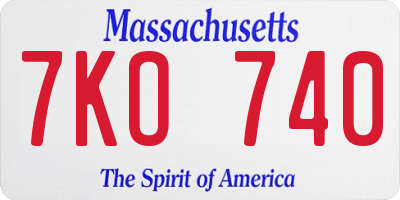 MA license plate 7KO740