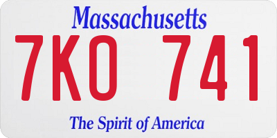 MA license plate 7KO741