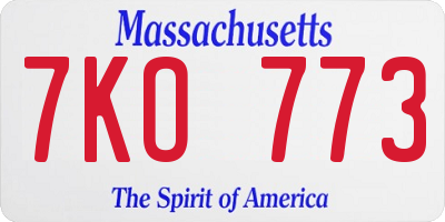 MA license plate 7KO773