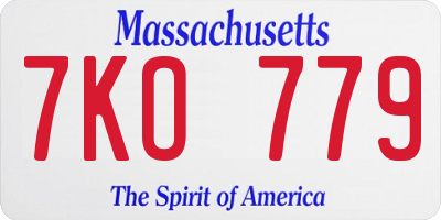 MA license plate 7KO779