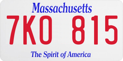 MA license plate 7KO815