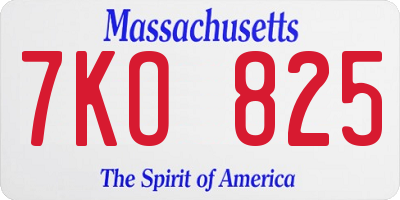 MA license plate 7KO825