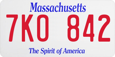 MA license plate 7KO842