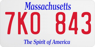 MA license plate 7KO843