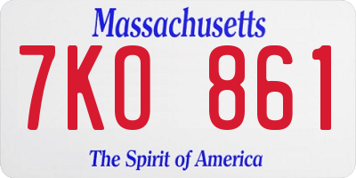 MA license plate 7KO861