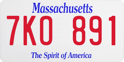MA license plate 7KO891