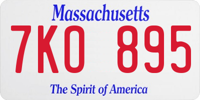 MA license plate 7KO895