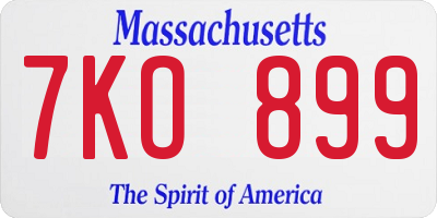 MA license plate 7KO899
