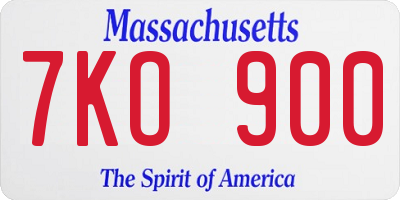 MA license plate 7KO900