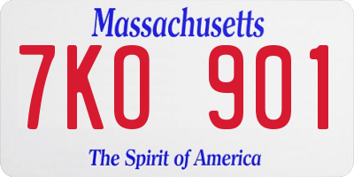 MA license plate 7KO901