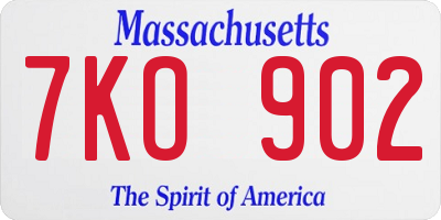 MA license plate 7KO902
