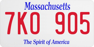 MA license plate 7KO905