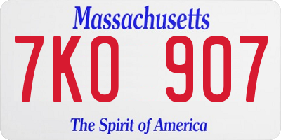MA license plate 7KO907