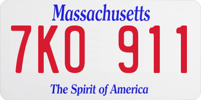 MA license plate 7KO911