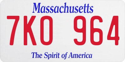 MA license plate 7KO964