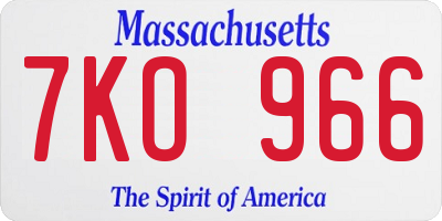 MA license plate 7KO966