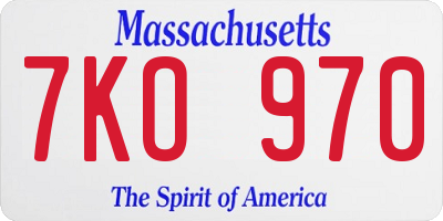 MA license plate 7KO970