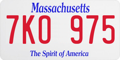 MA license plate 7KO975
