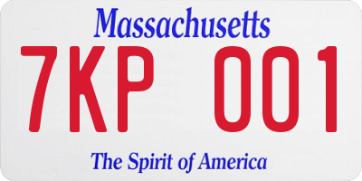 MA license plate 7KP001