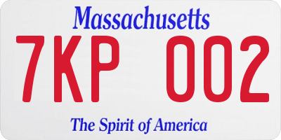 MA license plate 7KP002