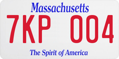 MA license plate 7KP004