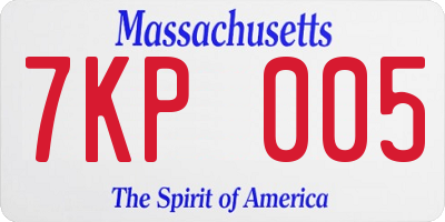 MA license plate 7KP005