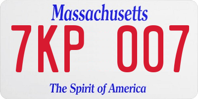 MA license plate 7KP007