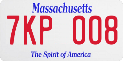 MA license plate 7KP008
