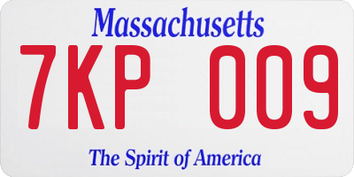 MA license plate 7KP009