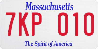 MA license plate 7KP010