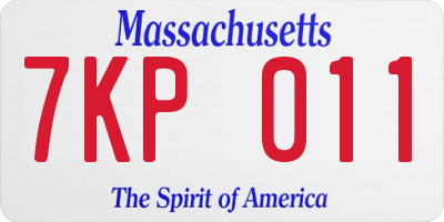 MA license plate 7KP011