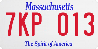 MA license plate 7KP013