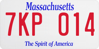 MA license plate 7KP014