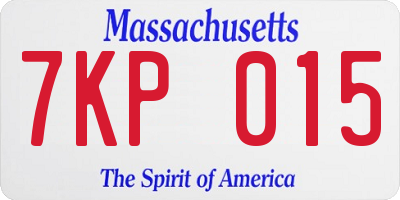 MA license plate 7KP015
