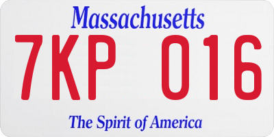MA license plate 7KP016