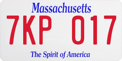 MA license plate 7KP017